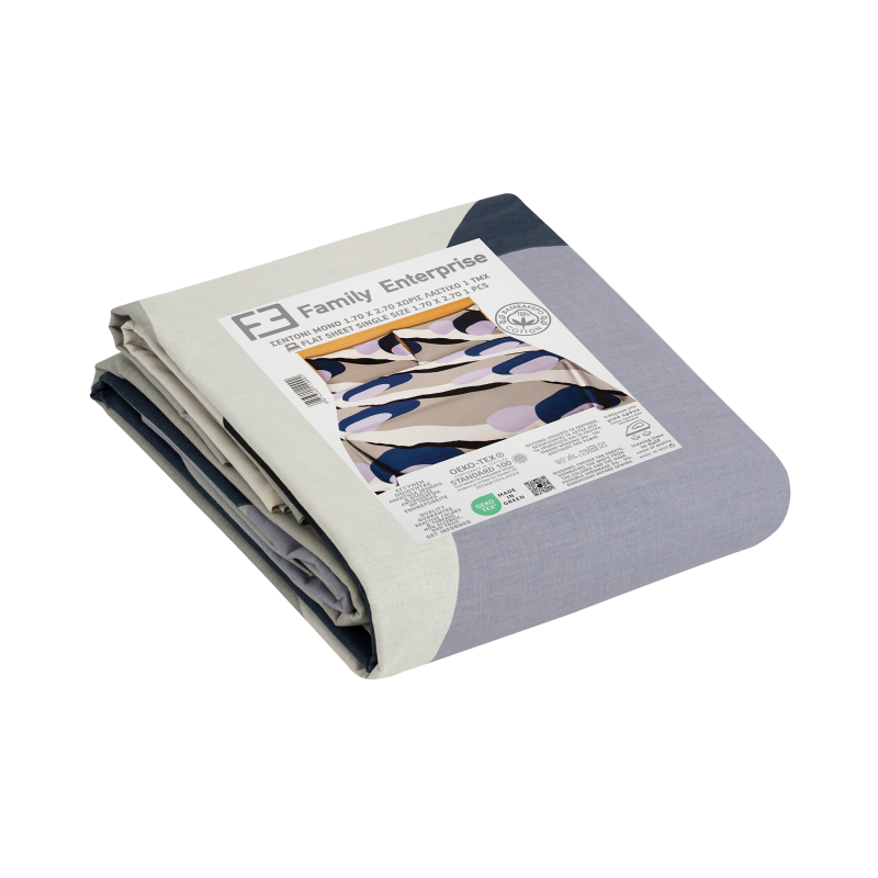 Σεντόνι μονό 1,70 Χ 2,70 βαμβακερό 100% χωρίς λάστιχο εμπριμέ 007434011Σ57