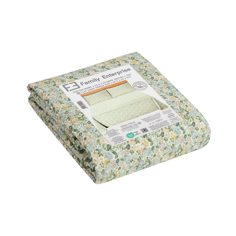 Σεντόνι μονό 1,70 Χ 2,70 βαμβακερό 100% χωρίς λάστιχο εμπριμέ 007434011Σ59