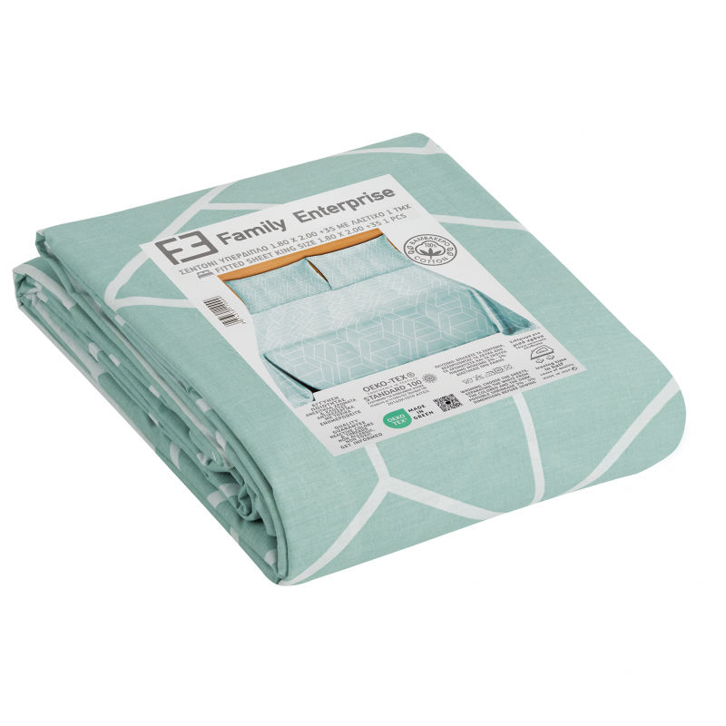 Σεντόνι υπέρδιπλο με λάστιχο Βαμβακερό 100% 180x200+35 εμπριμέ 007435011Σ56