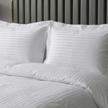 Μαξιλαροθήκη Λευκή Ριγέ Βαμβακοσατέν Oxford 55x75+20+5 300 Κλωστές Βαμβακερές 60% Πολυέστερ 40% 08057011
