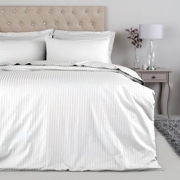 Σεντόνι Λευκό Ριγέ Βαμβακοσατέν 280x290 300 Κλωστές Βαμβακερό 60% Πολυέστερ 40% 008055011