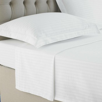 Σεντόνι Λευκό Ριγέ Βαμβακοσατέν 180x290 300 Κλωστές Βαμβακερό 60% Πολυέστερ 40% 008065011