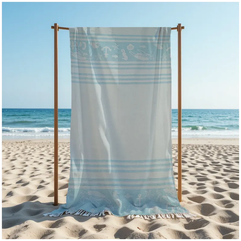 Πετσέτα Θαλάσσης 90x185 Βαμβακερή 100% Πεστεμάλ Αιγύπτου 013007011Σ84