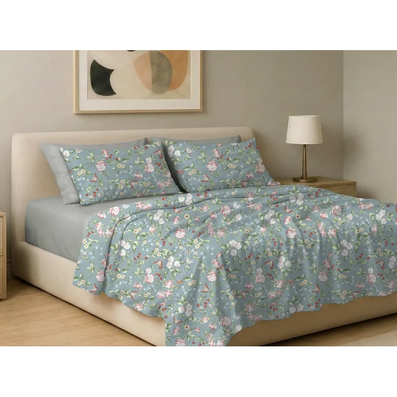 Σετ σεντόνια 6τμχ υπέρδιπλα 240x270-180x200+35 Βαμβακερά 100% εμπριμέ 007009011Χ82Σ81