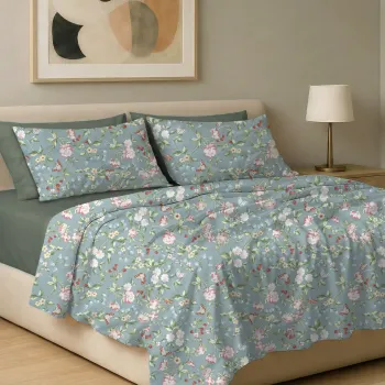 Σετ σεντόνια 6τμχ υπέρδιπλα 240x270-180x200+35 Βαμβακερά 100% εμπριμέ 007009011Χ90Σ81