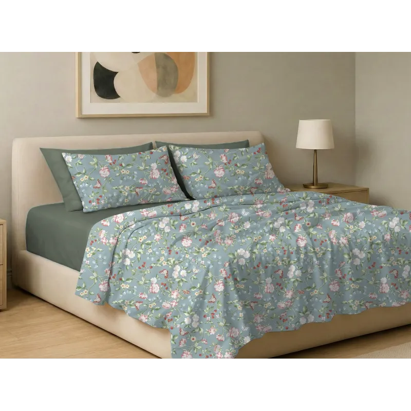 Σετ σεντόνια 6τμχ υπέρδιπλα 240x270-180x200+35 Βαμβακερά 100% εμπριμέ 007009011Χ90Σ81