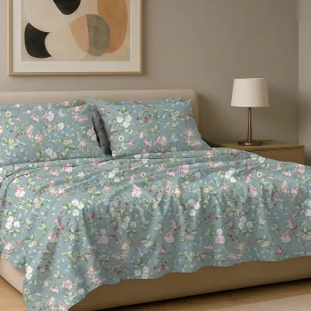 Σετ σεντόνια 6τμχ υπέρδιπλα 240x270-180x200+35 Βαμβακερά 100% εμπριμέ 007009011Σ81
