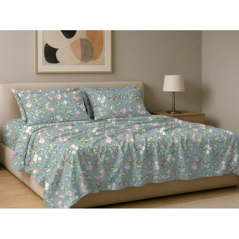 Σετ σεντόνια 6τμχ υπέρδιπλα 240x270-180x200+35 Βαμβακερά 100% εμπριμέ 007009011Σ81