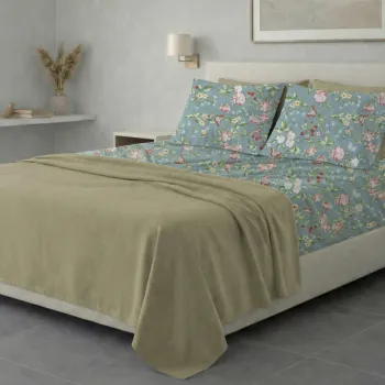 Σετ σεντόνια 6τμχ υπέρδιπλα 240x270-180x200+35 Βαμβακερά 100% εμπριμέ 007009011Σ81Χ95
