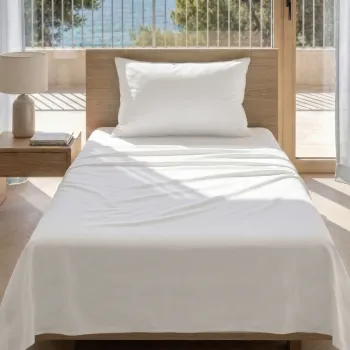 Σεντόνι Λευκό 180x290 200 Κλωστές Βαμβακερό 70% Πολυέστερ 30% 007028011