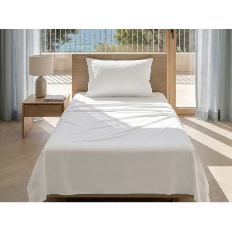 Σεντόνι Λευκό 180x290 200 Κλωστές Βαμβακερό 70% Πολυέστερ 30% 007028011