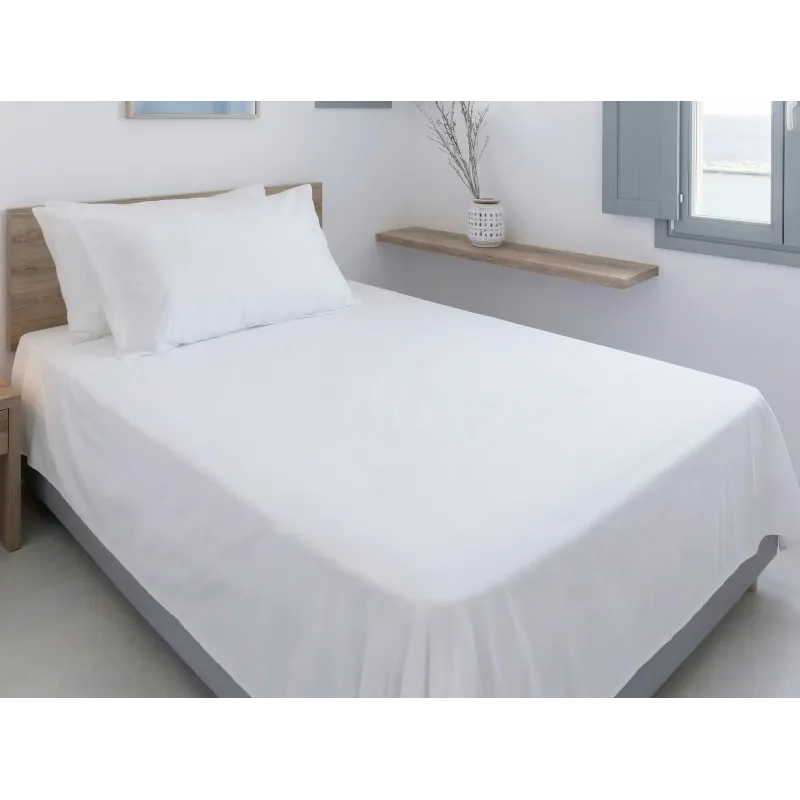 Σεντόνι Λευκό 180x300 160 Κλωστές Βαμβακερό 60% Πολυέστερ 40% 007062011